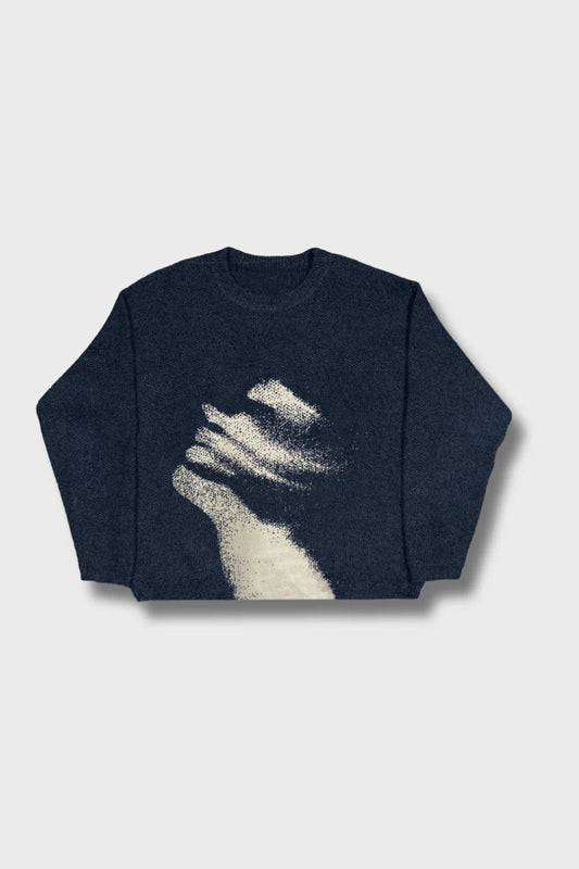 DISTORTED GRAPHIC WOOL SWEATER